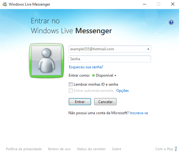 Imagem da tela do comunicador instantâneo MSN, que fez sucesso entre 1999 e 2012