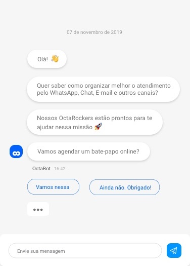 Imagem de um chat sendo usado para conversar em tempo real com diversos setores da empresa