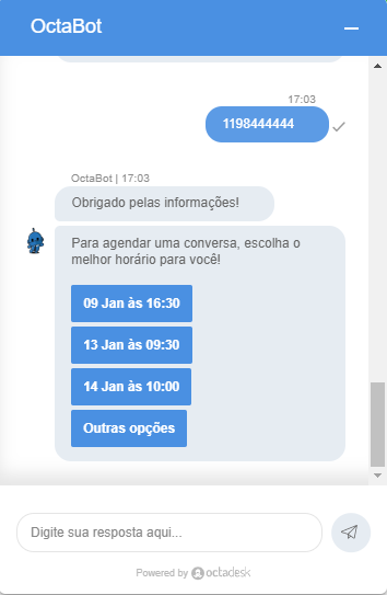 Imagem do chatbot da Octadesk