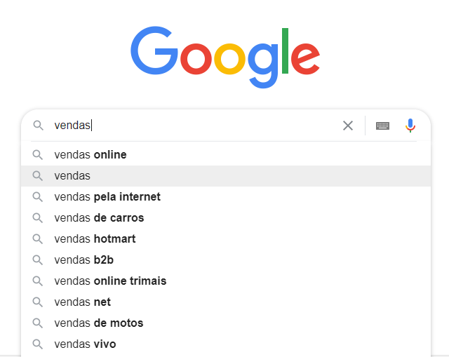 Busca no google para ideias de conteúdo