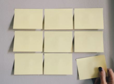 Parede com post-its amarelos