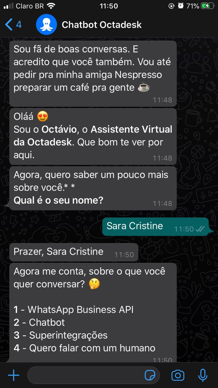 Captura de tela de conversa do Whatsapp