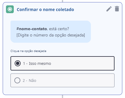 Confirmar nome coletado